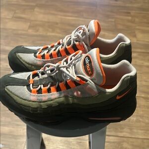Nike Green and Orange Sneakers with Air Max Cushioning